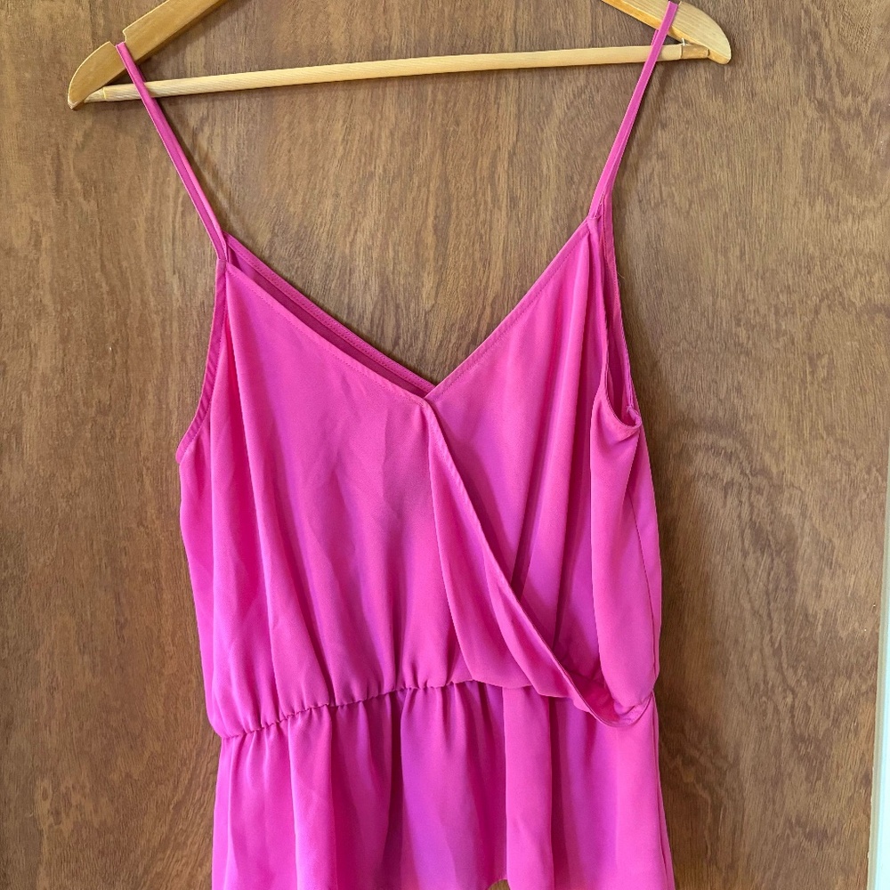 Tildon Hot Pink Ruffle Hem Cami Top • Wrap Front • Nordstrom Find • Medium